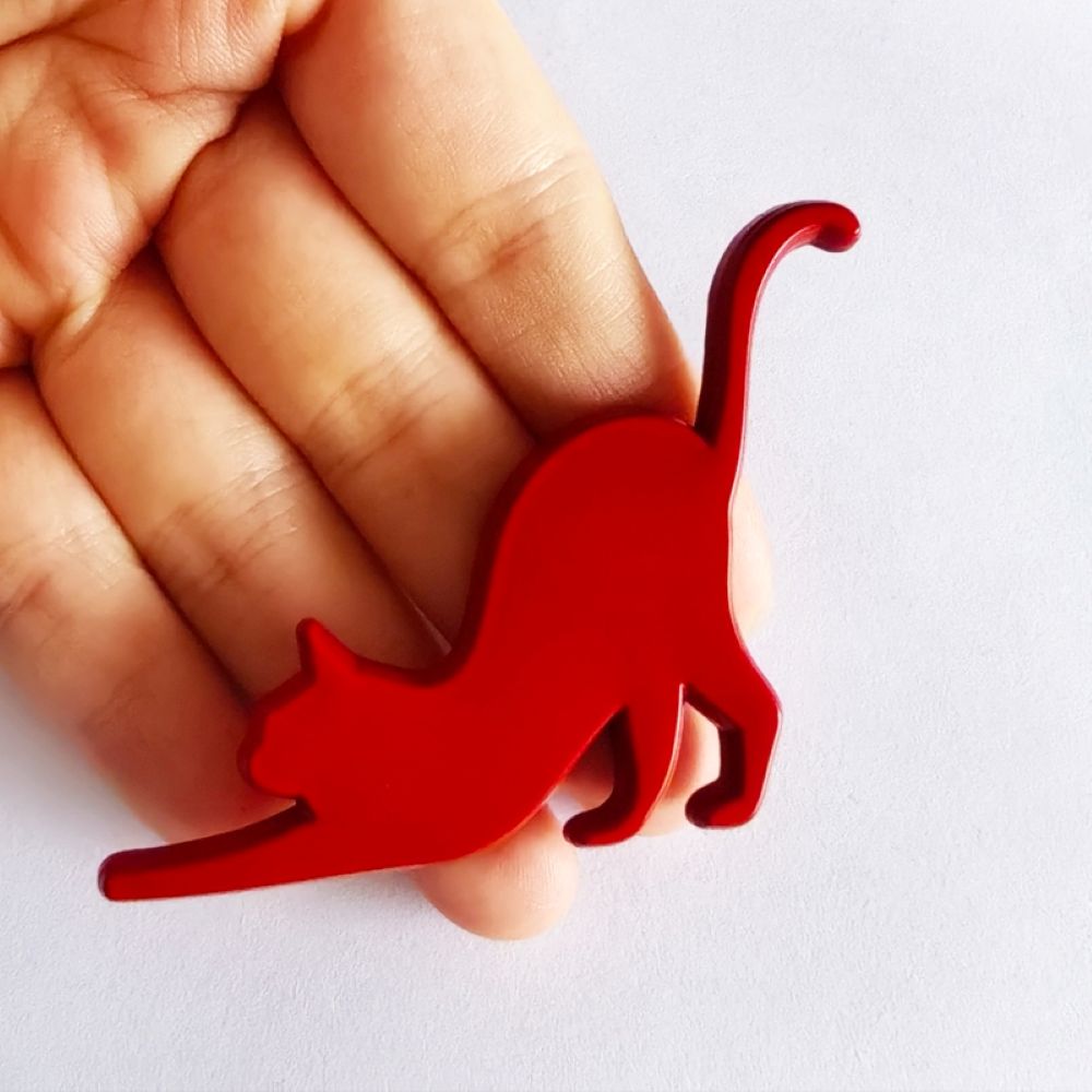 Sticker Insignia Emblema Metálico Autoadhesivo Relieve 3D - Gato / Decorativo / Negro-Rojo-Silver Brillantes / 6.2cmx4.3cm / x Unidad - Mod.CAT20 - Imagen 12