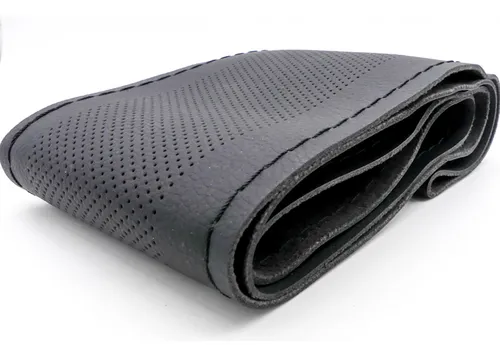 Cubre Volante P/Atar - Coser Cuero Sintetico Textura Micro Perforado 38cm / Negro + Costura negro - Mod.CN38 - Imagen 2