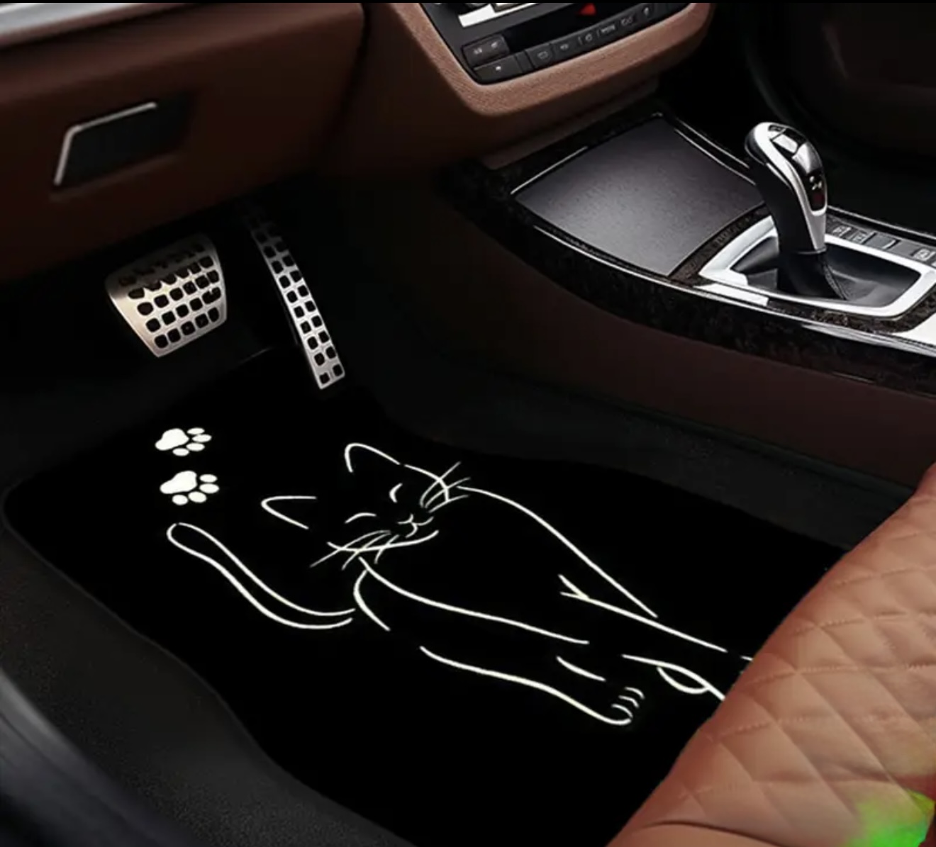 Juego Alfombras Pisos Automóvil de Fibra Sintética / Diseño Gato Estampado / Delanteras & Traseras / Dama - Mod.CAT6 - Imagen 6