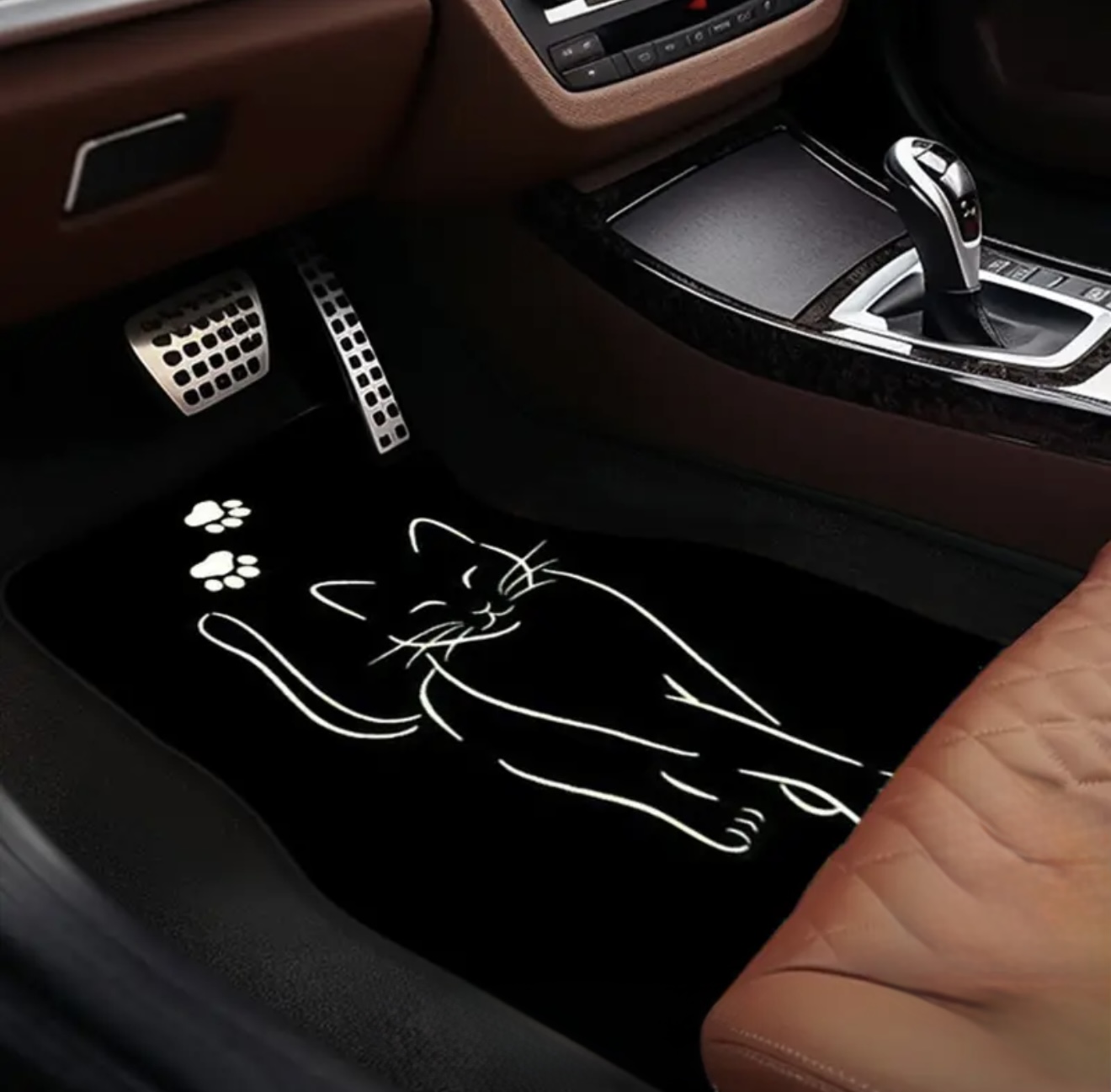 Juego Alfombras Pisos Automóvil de Fibra Sintética / Diseño Gato Estampado / Delanteras & Traseras / Dama - Mod.CAT6 - Imagen 2