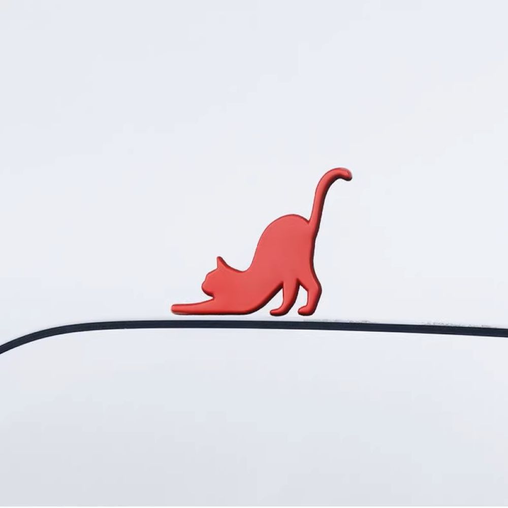 Sticker Insignia Emblema Metálico Autoadhesivo Relieve 3D - Gato / Decorativo / Negro-Rojo-Silver Brillantes / 6.2cmx4.3cm / x Unidad - Mod.CAT20 - Imagen 5