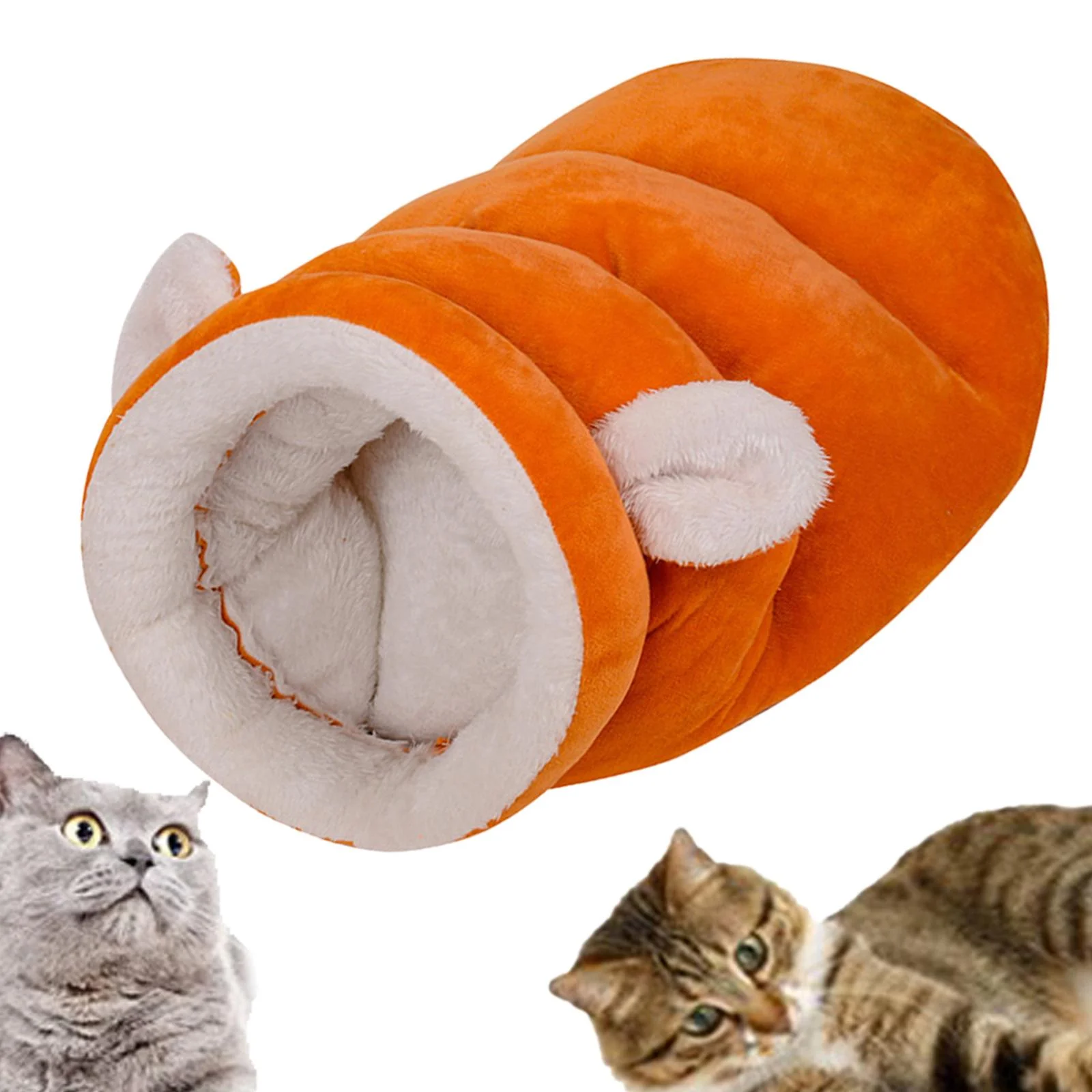 Cama Cucha Sobre/Saco Dormir Tipo Cueva / P/Mascotas Gatos & Perros / Talle M / Naranja - Interior Corderito Sintetico / - 50cmx35cm Mod.RD2502MOR - Imagen 3