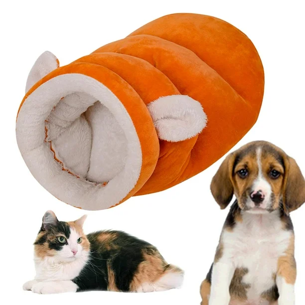 Cama Cucha Sobre/Saco Dormir Tipo Cueva / P/Mascotas Gatos & Perros / Talle M / Naranja - Interior Corderito Sintetico / - 50cmx35cm Mod.RD2502MOR