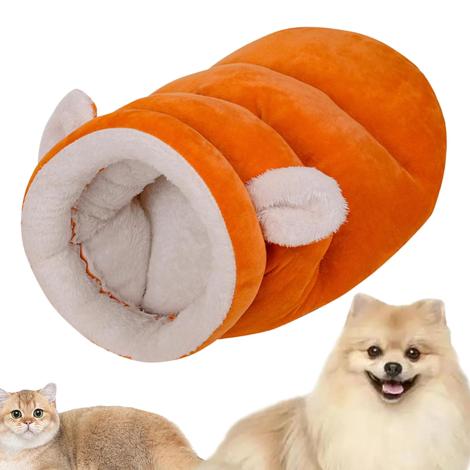 Cama Cucha Sobre/Saco Dormir Tipo Cueva / P/Mascotas Gatos & Perros / Talle M / Naranja - Interior Corderito Sintetico / - 50cmx35cm Mod.RD2502MOR - Imagen 2