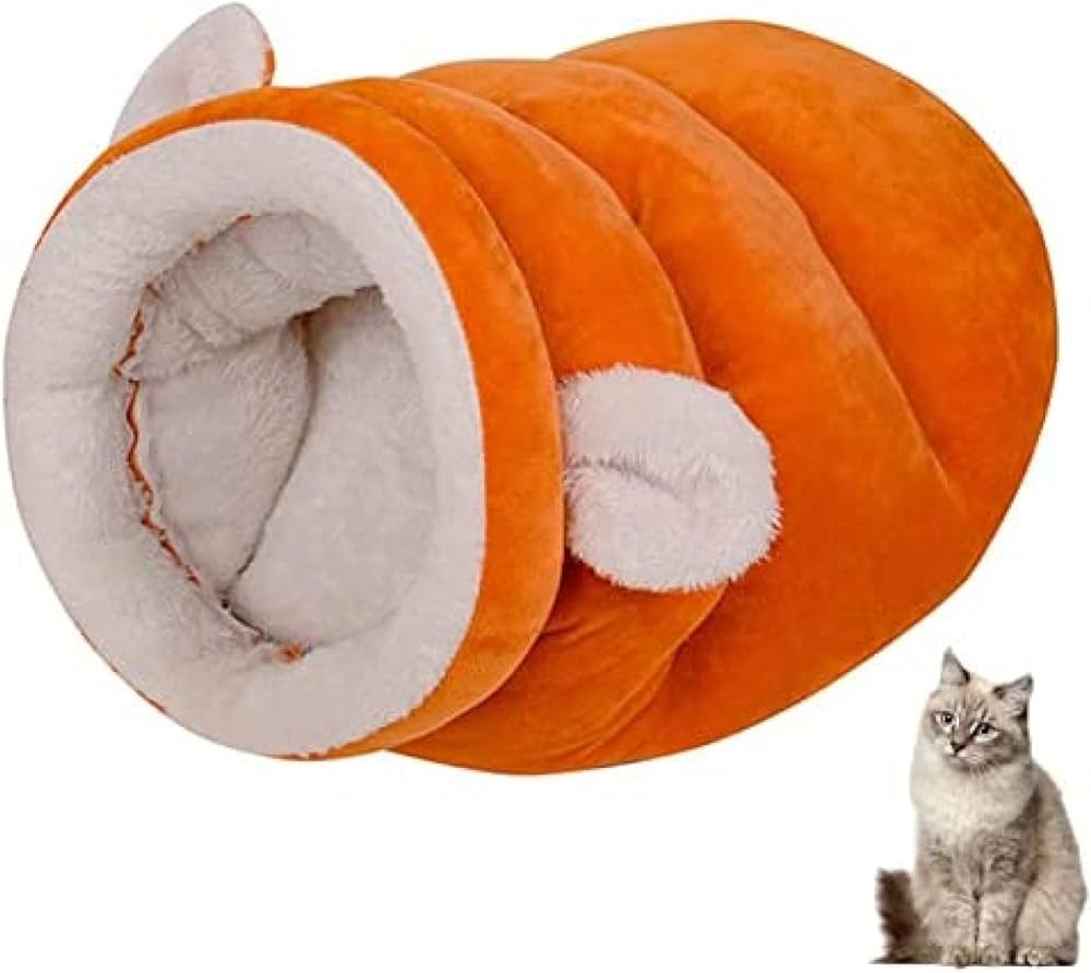 Cama Cucha Sobre/Saco Dormir Tipo Cueva / P/Mascotas Gatos & Perros / Talle M / Naranja - Interior Corderito Sintetico / - 50cmx35cm Mod.RD2502MOR - Imagen 4