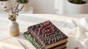 Diario Intimo - Dragon Book RED / Cuaderno Estilo Vintage Relieve Ojo de Dragón 3D / Tapas Textura Escamas Dragon Relieve / Formato A5 / 19.5x15x4cm / 220 Paginas - Mod.GTB02A