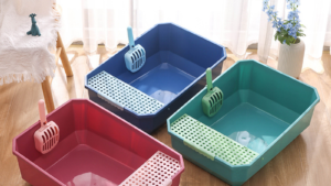 Arenero Baño Sanitario P/Gatos Mascota + Pala Recolectora / Grande / Colores Rosa-Verde-Azul /61.50cmx44.50cmx22cm - Mod.YKCL-026RD