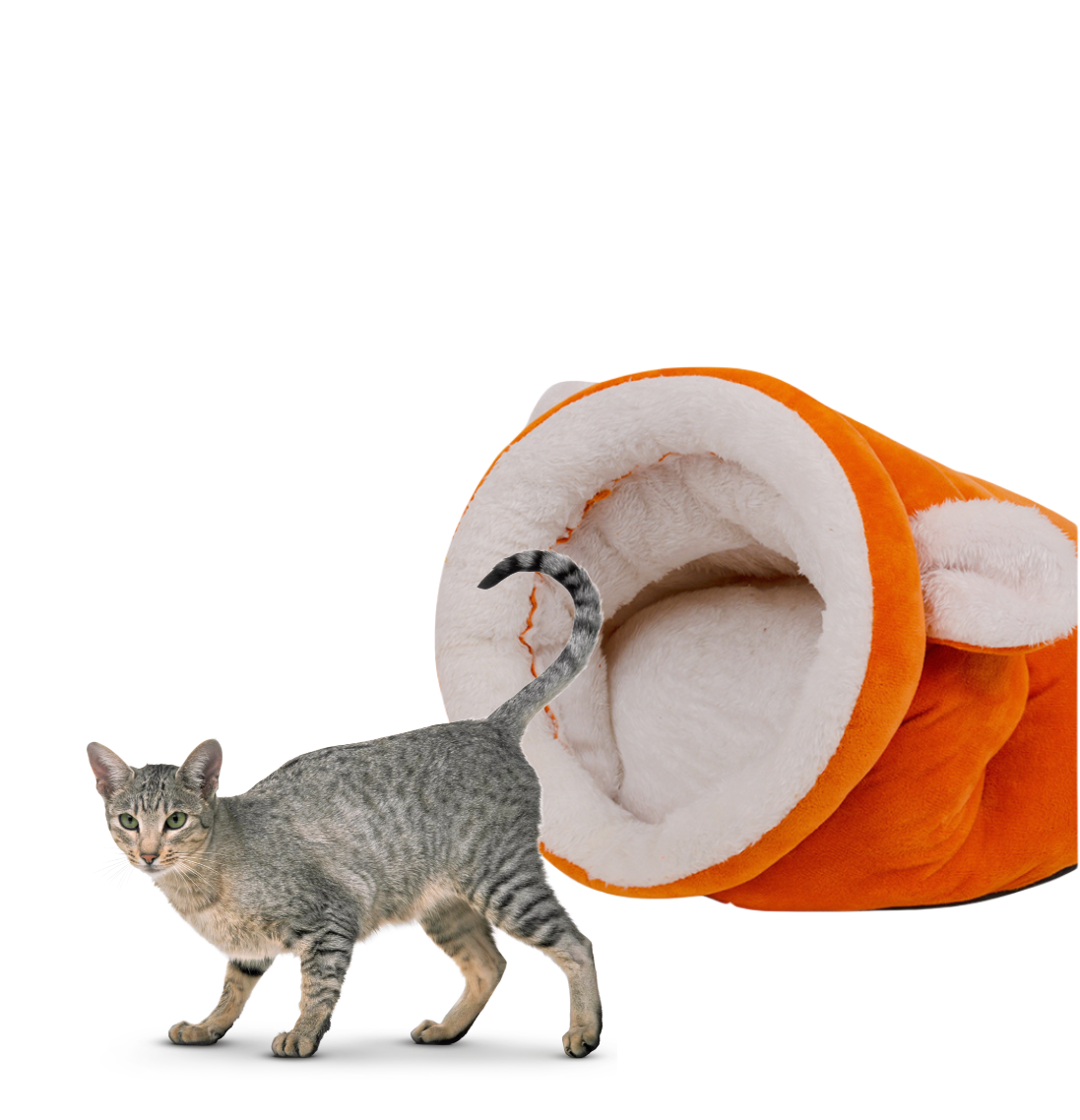 Cama Cucha Sobre/Saco Dormir Tipo Cueva / P/Mascotas Gatos & Perros / Talle M / Naranja - Interior Corderito Sintetico / - 50cmx35cm Mod.RD2502MOR - Imagen 13
