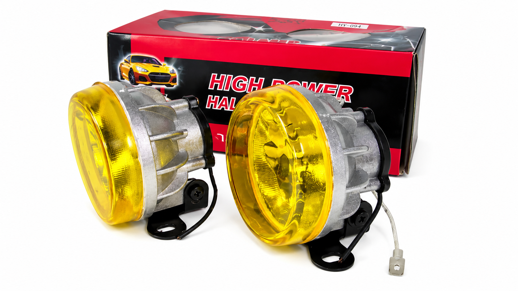 Camineros Focos Redondos+ Lamparas Halogenas 8cmx6.5cm Profundidad/Automóvil / Moto x Par / Amarillo - Mod.HY094Y - Imagen 4