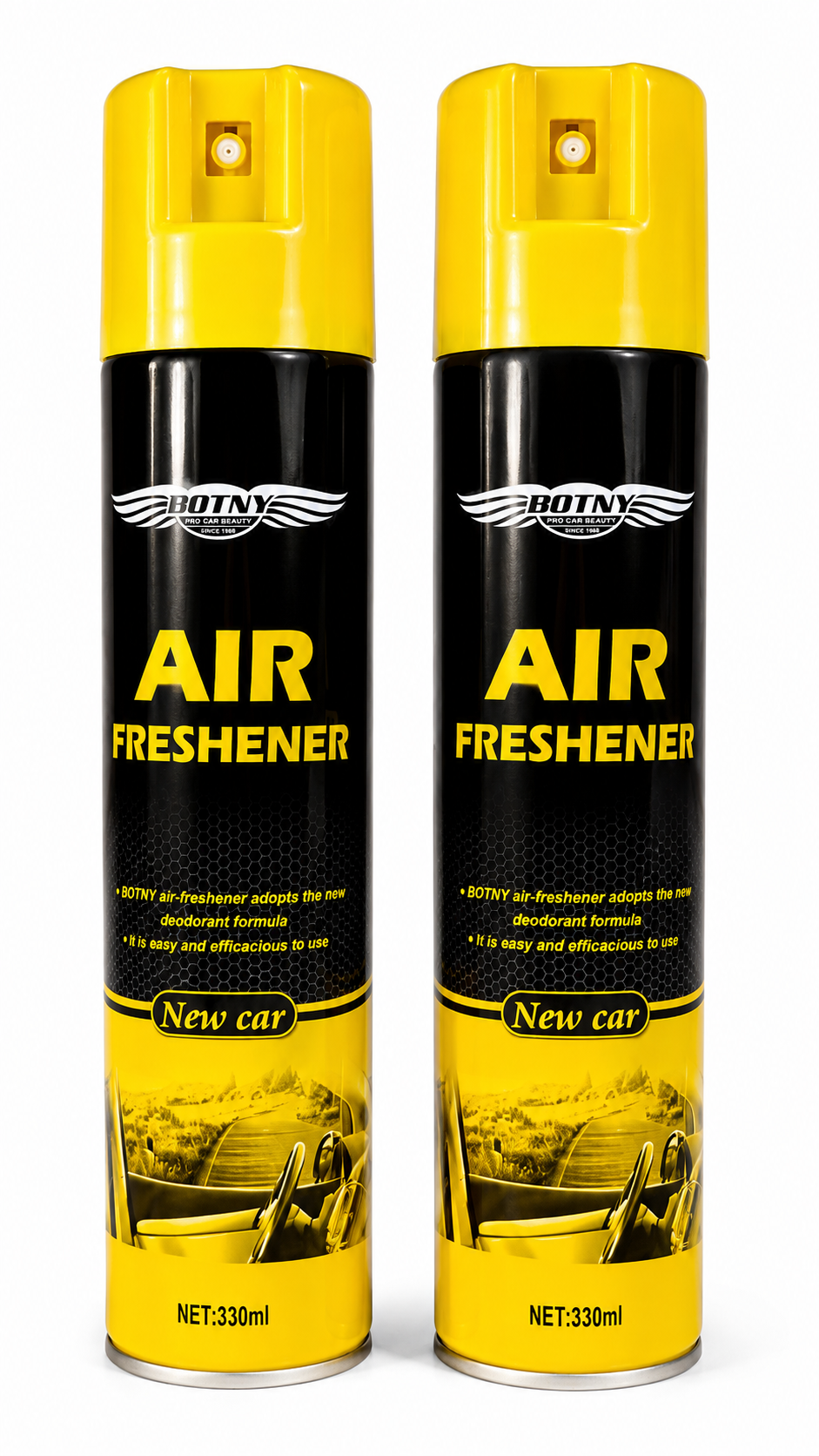 Aromatizador Ambientador Automovil - Hogar / Ambientes Hogar x 330ml BOTNY - Aroma NEW CAR - Mod.BT-1072