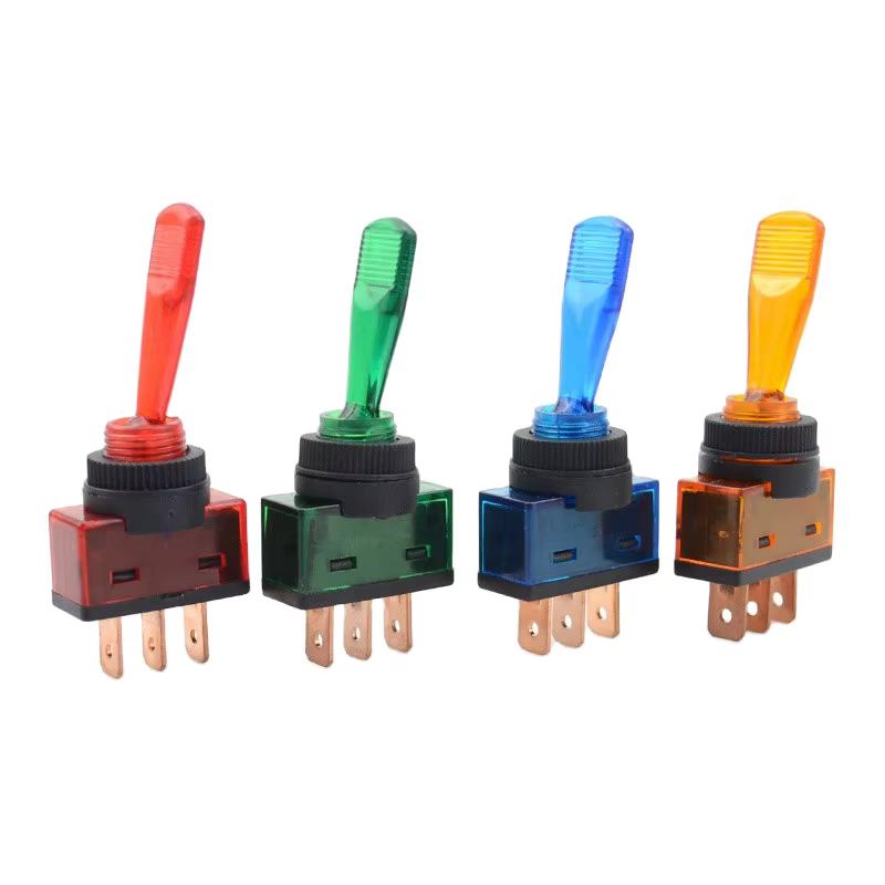 Llave Corte - Interruptor Tableros Automóvil (Tipo Palanca) / Moto Multiuso 12v / Luz Led / Colores Mod.LX02 - Imagen 2