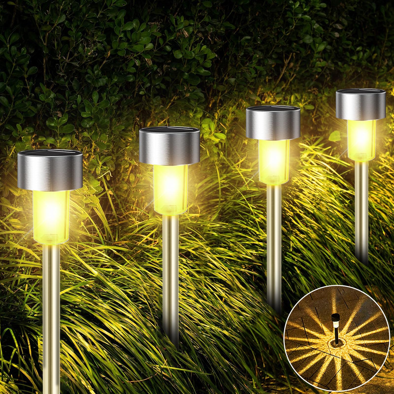 Foco Farolito Solar Led P/Jardínes - Caminos - Masetas C/Estaca / Decorativo / Impermeables / Luz Calida / 4.6cmx32cm / Unidad - Mod.DXDX-3 - Imagen 5