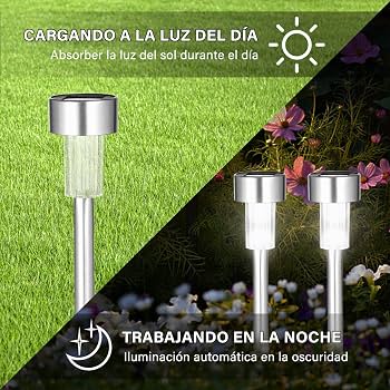 Foco Farolito Solar Led P/Jardínes - Caminos - Masetas C/Estaca / Decorativo / Impermeables / Luz Calida / 4.6cmx32cm / Unidad - Mod.DXDX-3