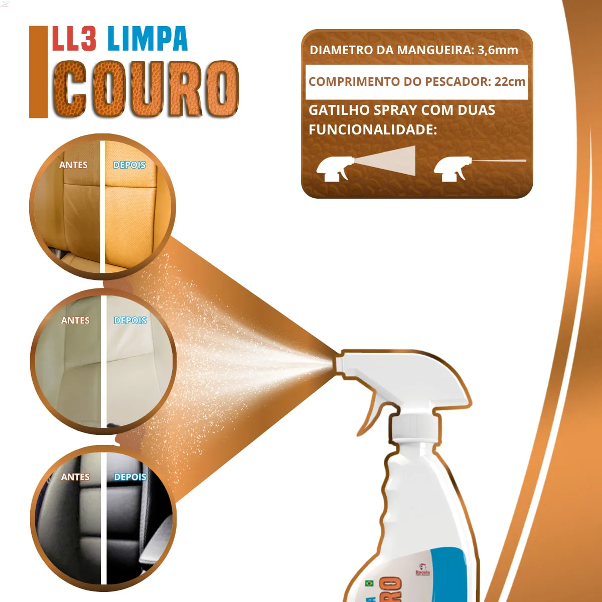 Leather Limpiador Cuero LL3-LINCOLN / Limpieza & Cuidado del Cuero Automóvil / Hogar / 500ml - Mod.321314 - Imagen 3