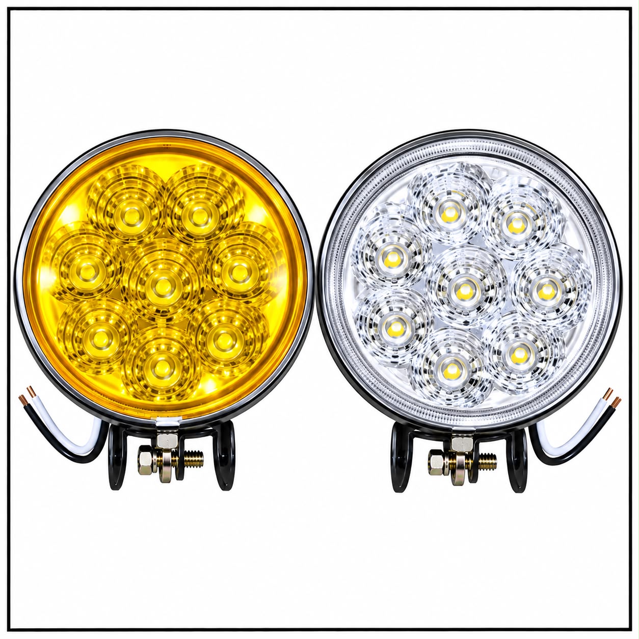 Camineros Focos Redondos / 8 Leds / 11cm / ( )w / Automóvil / Moto x Par / Amarillo - Clear / Mod.8010L - Imagen 3