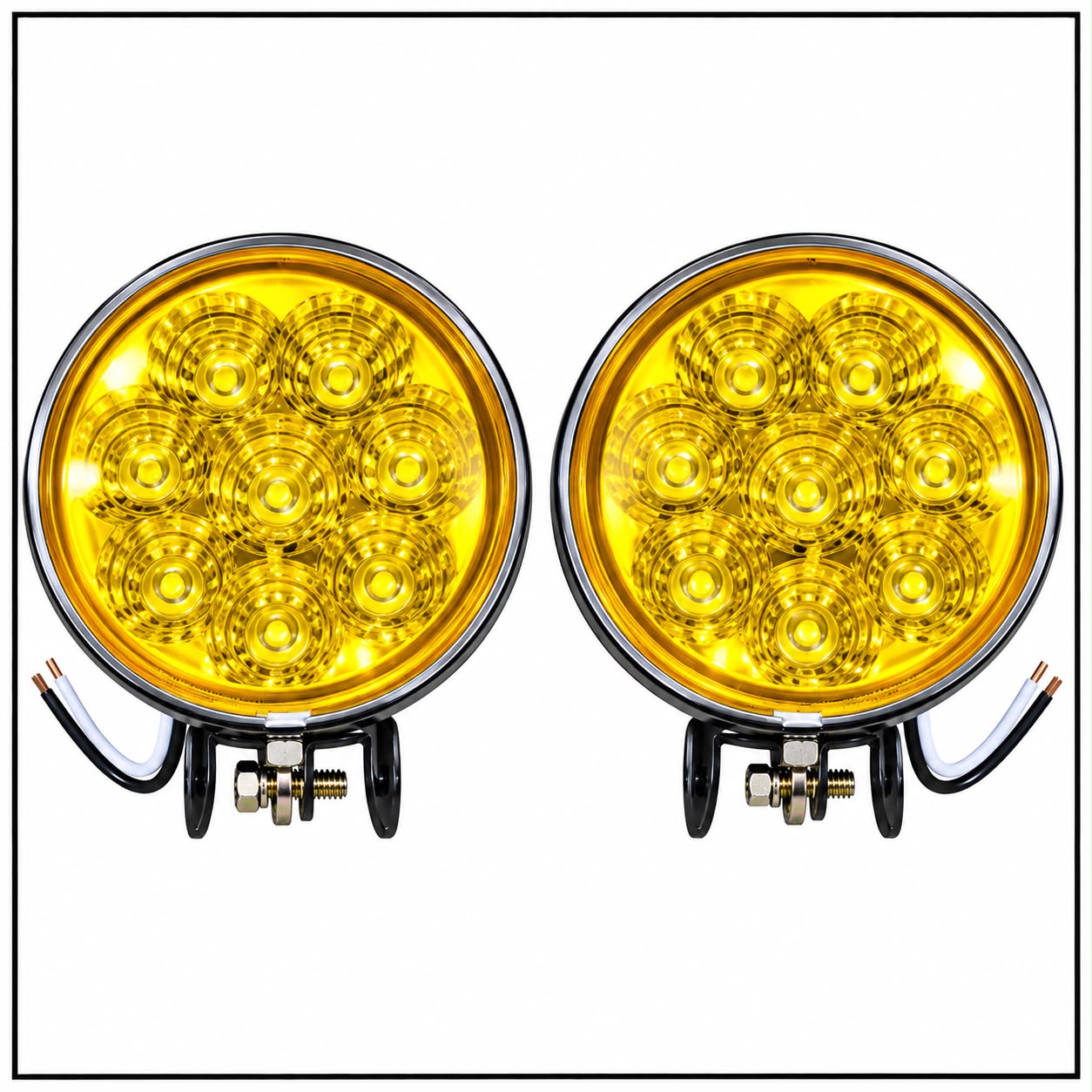 Camineros Focos Redondos / 8 Leds / 11cm / ( )w / Automóvil / Moto x Par / Amarillo - Clear / Mod.8010L - Imagen 4
