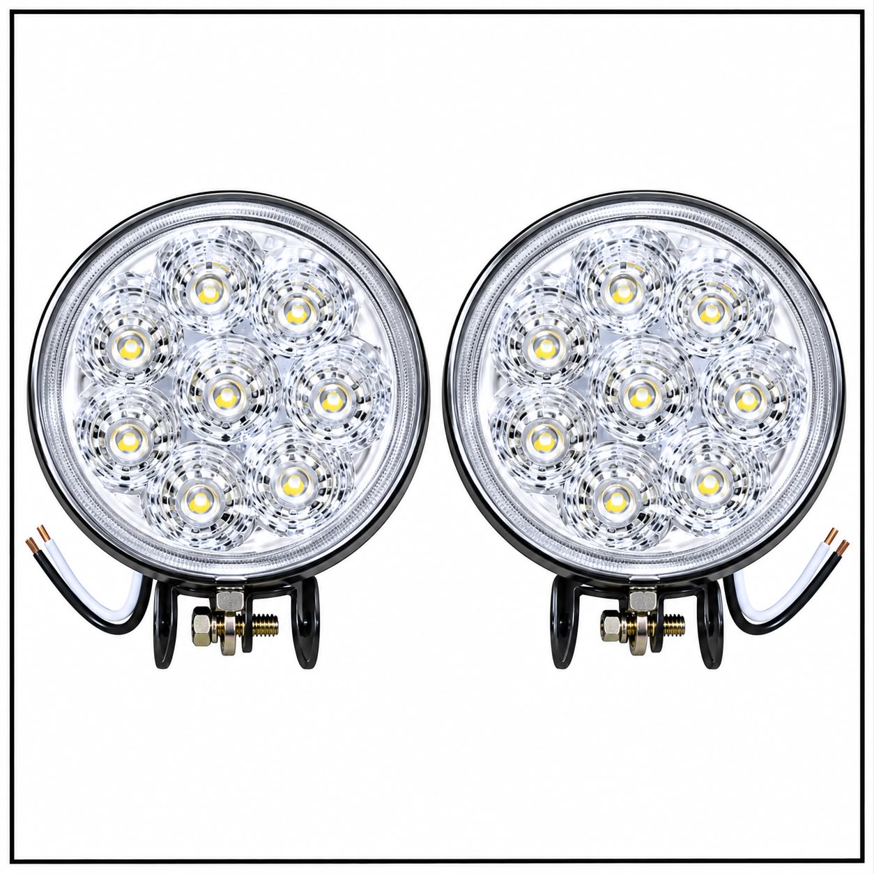 Camineros Focos Redondos / 8 Leds / 11cm / ( )w / Automóvil / Moto x Par / Amarillo - Clear / Mod.8010L - Imagen 5
