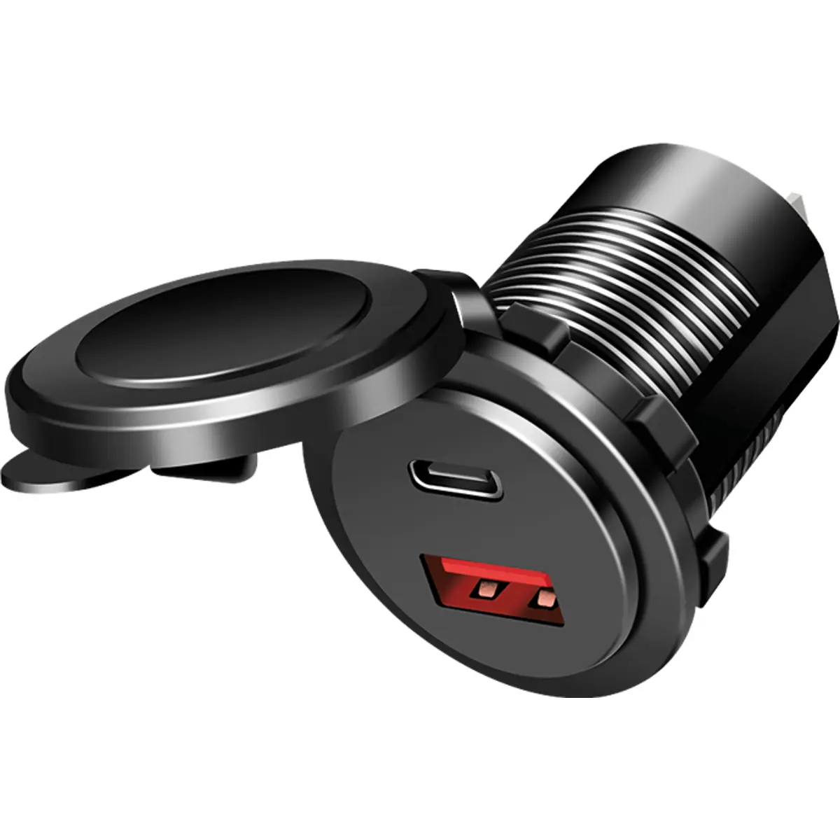 Cargador Moto / Auto / Motorhome Encastre - Doble Puerto / Usb + Tipo C / 12v - Output : DC 5V/2.1-1.0A / Mod.LH26 - Imagen 7