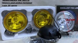 Camineros Focos Redondos + Lamparas Halogenas 8.5cm Automóvil / Moto x Par / Amarillo - Clear / Mod.XS199