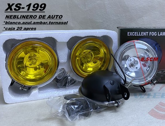 Camineros Focos Redondos + Lamparas Halogenas 8.5cm Automóvil / Moto x Par / Amarillo - Clear / Mod.XS199